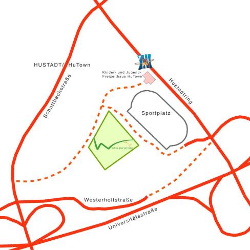 "Wildnis für Kinder" HuTown Lageplan